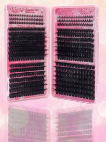 1164pcs/582pcs DD-Curl Eyelash Cluster, 80D+100D+120D+150D High Capacity DIY Eyelash Extension Kit With Lower Lashes, Suitable For Beginners, Russian Volume Lashese, Mixed Single Lash Styles, DIY Lash Clusters, Create Charming Eyes Easily At Home, Lash Glue, Tweezers & Brush Included, Essential Makeup, Large Capacity Eyelash Set, Perfect For Cosplay, Wedding, Gala, Stage Makeup, And Special Occasions,  Lash Clusters Kit, Lashes, Eyelashes, Fake Lashes - 粉色 - 查看 9