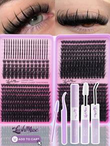 1360PCS/680PCS Lash Clusters With Spikes Wispy Eyelash Clusters Kit, T50+80D+100D+120D Faux Mink Individual Lashes, 0.31-0.63inch Spikes Lash Clusters, Lash Clusters Kit, Individual Lashes With Lash Bond And Seal, Tweezers & Brush, Perfect For Daily Wear, Weddings, Parties, Halloween, Christmas, And Special Occasions, Eye Lash Clusters, Individual Eyelashes, Lashes, Fake Lashes, Beauty & Health, Festive Glam Beauty - 紫色 - 查看 13