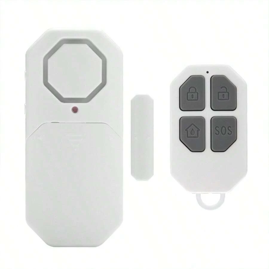 Home Door & Window Security Alarm With Remote Control, Wireless Door/Window Sensor Alarm, Adjustable 0-130dB Volume, 4 Working Modes, Enhance Home Safety - White - View 1