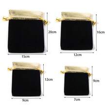 5/10pcs/Pack Gold-Edged Velvet Drawstring Bags, Multi-Size Velvet Jewelry Gift Cosmetic Packaging Bags, Fabric Gift Bags For Earphones, Jewelry, Storage And Gift Packaging - Gold-edged Drawstring Bag - View 4
