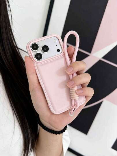 1pc Girly Pink Leather Texture Pearl Bow Phone Case Compatible With Apple 17, 17 Pro, 17 Pro Max, 16 Pro Max, 16 Pro, 16, 11, 12, 13, 14, 15, 12 Pro Max, 13 Pro Max, 14 Pro Max, 15 Pro Max