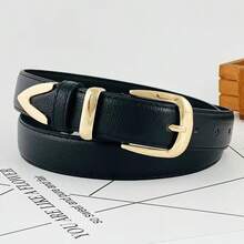 1 pieza Cinturón de cuero versátil y de negocios casual y retro para mujer con hebilla de pasador - Negro - Ver 7