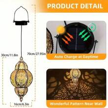 1/2/4 PCS Hanging Solar Lantern Outdoor Decor, Vintage Hanging Solar Lights Outdoor Garden Lantern, Waterproof Moroccan Lights, Metal LED Lanterns Garden For Garden, Yard, Patio, Lawn, Porch, Housewarming - 玫瑰金 - 查看 6
