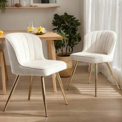  chairus Samt 2er Set Küchenstühle Esszimmerstühle für Wohnzimmer Moderne Akzentstühle mit Metallbeinen für Küchen