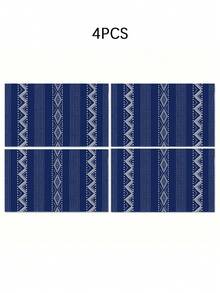 Bộ trang trí hình học tối giản 1/4/5/6/7 món, chất liệu giả vải lanh, thích hợp cho phòng ngủ, phòng ăn, lò sưởi, tấm lót bàn, đế lót ly, trang trí nhà cửa. - Màu xanh lam - Xem 16