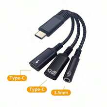 三合一OTG USB-C转3.5mm耳机接口，USB-C音频耳机，USB-C适配器，支持60W快充，兼容三星、 15 Pro等设备 - 彩色 - 查看 5