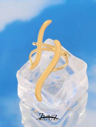 1pc Vintage Stainless Steel Ring For Women Lines Geometry Open Ring Jewelry Gifts Suitable For Women Wear