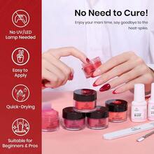 Beetles Red Dip Powder Nail Kit 6 Colors Red Glitter Dipping Powder No Need Nail Lamp Cured Manicure DIY Salon Valentines Gift For Girls Women - 0-Ruby 前言 - 查看 7