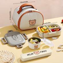 可拆卸三格午餐盒,800毫升便携式塑料分隔便当盒,适用于备餐、微波炉加热,耐热密封水果沙拉食品容器,适合成人、学生和野餐,返校季必备 - 彩色 - 查看 14