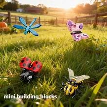 Jungle Element Insect Building Blocks Series, ABS Material, Children's Building Block Toy Set. DIY Educational Science Building Blocks, Gift For Kids/Guests, Get To Know Insect Biology Up Close. Classroom Small Gift. Fashionable Gift For Halloween, Christmas, Eid, Back To School And Other Major Holidays. - Multicolor - View 7