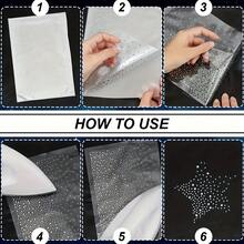 6 Sheets Iron On Crystal Transfers Applique Hot Melt Patches AB Color Glitter Hotfix Rhinestone 2mm & 4mm Flat Round Rhinestone Transfers Patches For Clothing DIY Craft Decor - White - View 3