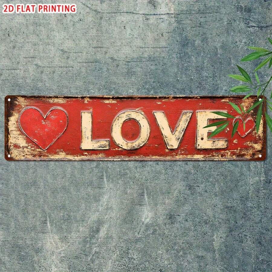 1pc 2D Flat Vintage LOVE Sign, Creative Street Style Decor, Home/Room/Restaurant/Cafe/Garage Decoration, Farmhouse Style - Multicolor - View 1