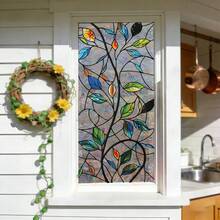 1/5 piezas Película de ventana de vidrio esmerilado vintage y colorida, pegatina de ventana extraíble, decoración geométrica estética para el baño - Filtro de color geométrico - Ver 6