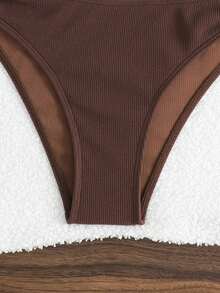 Bộ bikini quây ngực co giãn vừa phải, thiết kế độc đáo dành cho nữ, kiểu dáng thời trang thường ngày. - màu nâu - Xem 8