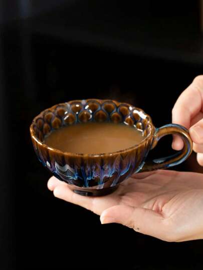 1pc Creative Vintage Crackle Glaze Ceramic Cup, Elegant Coffee/Tea Mug, 180ml Capacity, Dishwasher Reusable, Suitable As Gift For Family, Friends, Couples, Children, Ideal For Valentine's Day, Spring Festival, Father's Day, Mother's Day, Teacher's Day, New Year, Qixi Festival, National Day, Children's Day, Women's Day And Other Holidays