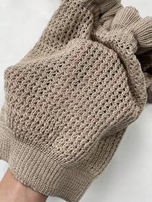 Women's Summer Boho Music Festival Knit Set, Fitted Hollow-Out Sexy Halter Top And Ruffled Hem Short Skirt Cover-Up Two Pieces Set, Khaki Vacation - Khaki - View 9