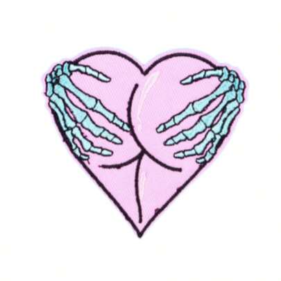 1pc Cartoon Pink Heart Fashionable Embroidered Cloth Patch, Suitable For DIY Jeans, Jackets, Clothing, Bags, Hats, Hole Repair And Decoration