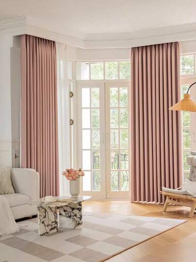 1pc Modern Minimalist French Luxury Solid Color Curtain, High-End For Bedroom, Living Room, Balcony, Sunscreen & Soundproof