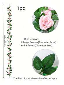 16株人造大玫瑰藤蔓装饰，适用于婴儿洗礼装饰、生日派对、各种节日、婚礼、派对桌布、迎婴派对、家居装饰礼品、人造婚礼拱门、婚礼仪式背景、花卉布置、接待台装饰 - 各種顏色 - 查看 9