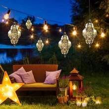 1/2/4 PCS Hanging Solar Lantern Outdoor Decor, Vintage Hanging Solar Lights Outdoor Garden Lantern, Waterproof Moroccan Lights, Metal LED Lanterns Garden For Garden, Yard, Patio, Lawn, Porch, Housewarming - 玫瑰金 - 查看 7