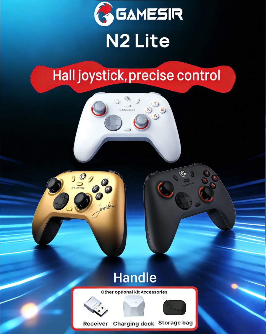 GAMESIR Tay cầm chơi game N2 Lite: Cần điều khiển hiệu ứng Hall được nâng cấp, kết nối ba chế độ, độ trễ gần như không đáng kể, thiết kế công thái học cho cảm giác cầm nắm thoải mái, các nút bấm cơ học, tốc độ phản hồi 1000Hz, các nút ABXY bằng silicon dẫn điện. - Xem 1
