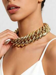 Dây chuyền CCB 30mm Miami, mạ vàng 18K, khóa lò xo, dây xích mắt xích dày kiểu , dây chuyền phong cách rapper, dây chuyền , quà tặng. - Vàng - Xem 2