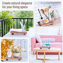 1 套木制毛巾托盘、肥皂盒、水槽台面支架、海绵和肥皂分配器收纳盒、香水和化妆品托盘、浴室装饰和配件圣诞礼物 - 棕色 - 查看 3