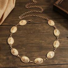 Boho 1pc Women Oval Decor Chain Belt Halloween Summer, School Fall, Autumn, Halloween - Vàng - Xem 2