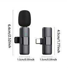 Tangle Free Wireless Lavalier Microphone Suitable For Smartphones And Laptops Omnidirectional Wireless Capacitive Recording Microphone For Interviews Video Podcasts Vlogs Etc Wireless Lavalier Microphone With Windscreen Suitable For Smartphones And Laptops With USB C Receiver Women's Day Gift - Black - View 3