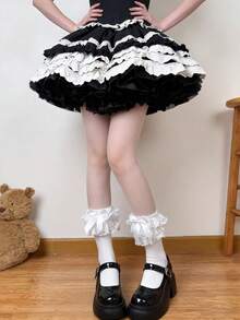 1 双多层蕾丝蝴蝶结腿套，日式芭蕾舞风格，甜美百搭，适合芭蕾舞全能训练、芭蕾舞主题下午茶、圣诞派对、复活节服装、五一音乐节、七夕约会、通勤、与朋友购物、日本商店参观、街拍、毕业照等多种场合。 - 彩色 - 查看 15