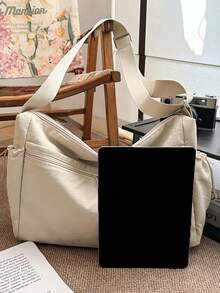 1pc Nylon Crossbody Bag, Casual Shoulder Bag, Versatile Daily Use Messenger Bag, Lightweight Peach Tree Sling Bag For Men - Multicolor - View 8