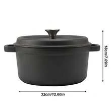 1-Pack 4.7L Large Capacity Cast Iron Cooking Pot, Versatile Non-Coated Dutch Oven With Dual Handles For Induction Hobs - View 2