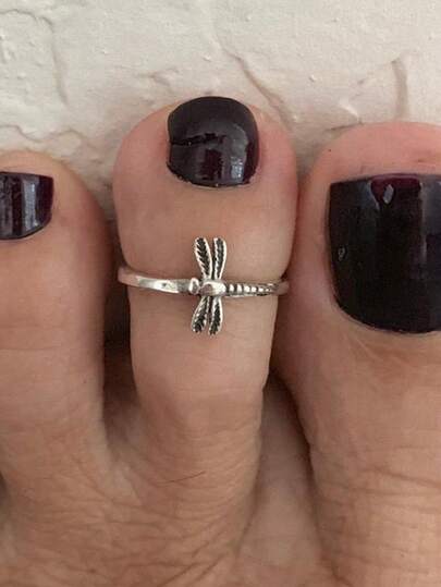 1 قطعة خاتم إصبع القدم مفتوح بتصميم وحش الليل ذو الأجنحة بطراز رجعي من الفضة والنحاس، مناسب للحفلات والتجمعات وعطلات الشاطئ، موضة صيف 2026