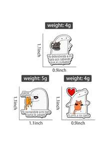 1件猫女弗莱肯表情包趣味卡通人物胸针，可爱动物饰品，送给朋友的礼物 - 彩色 - 查看 11