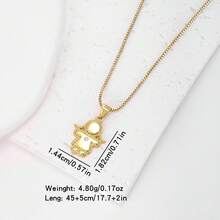 1pc 18k Gold Plated Copper Cubic Zirconia Pendant Necklace, Minimalist Luxury Jewelry Gift For Women - Gold - View 11