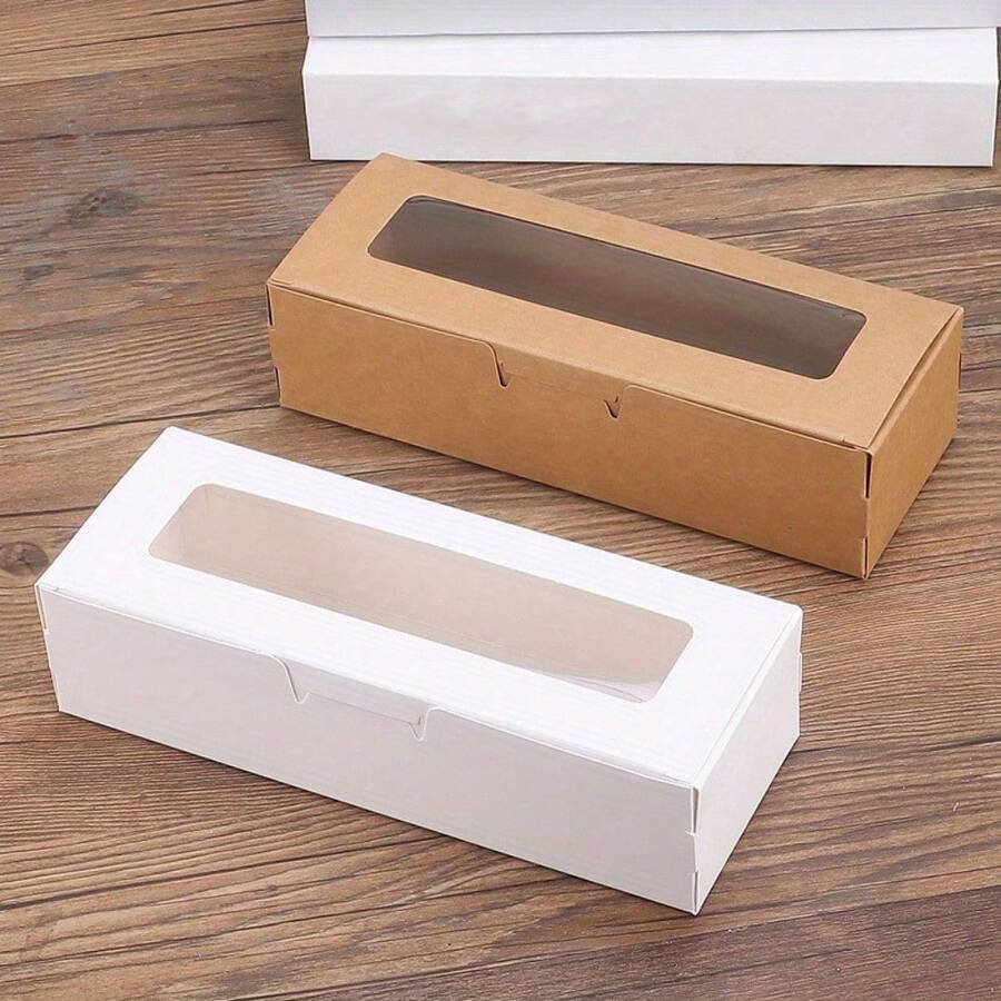 30pcs Folden Boxes With Clear Window, Paper Party Favor Boxes, Rectangle Wrap Box, Flip-Top Display Box, Storage Box, Packaging Box For DIY, Party, Birthday, Holiday, Wedding, Jewelry Making Display & Packaging Supplies - as shown - View 1
