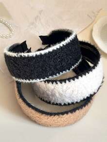 1pc Women's Fashion Style Lamb Hair Wide Edge Hair Hoop Autumn/Winter Pressure Hair Wash Face Headband Temperament Versatile Anti Slip Hair Clip Headband Hair Accessories Headwear - Multicolor - View 3