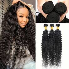 3 Bundles Deep Curly Human Hair Bundles Brazilian Unprocessed Curly Hair Bundles Soft Remy Hair Real Human Hair Extensions For Women Natural Color - Natural Black - View 29