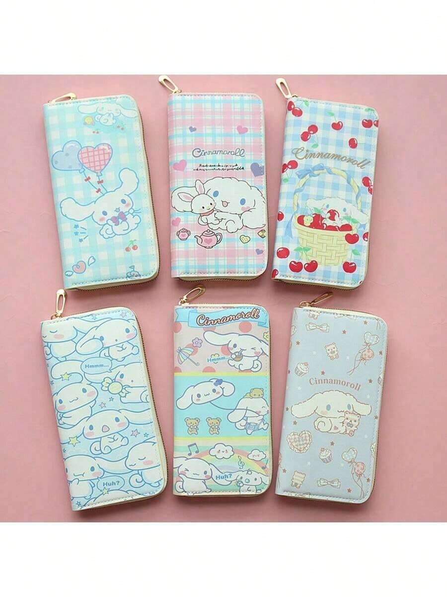 SANRIO 肉桂狗长款钱包，女士钱包，时尚卡通人物小钱包，长款女士钱包，女孩钱包，真皮钱包，钱袋 - 彩色 - 查看 1