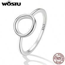 WOSTU 1 st minimalistisk rund ring i 925 sterlingsilver, trendig personlig ring för kvinnor - Silver - Visa 1