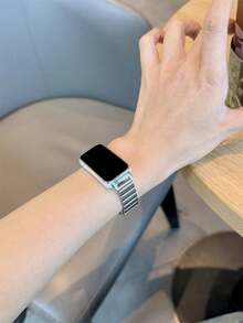 1pc Metal Magnetic Replacement Watch Band, Business Style, Compatible With Huawei Watch 10/9/8/7/NFC - Silver - View 2