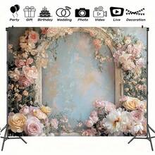 1 Mother's Day Flower Butterfly Background Cloth Dynamic Tulip And Heart-Shaped Design, Multi-Functional Party Banner, No Power Supply, Various Sizes And Styles To Choose From. - A - View 2