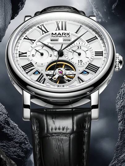 1pc Men's Business Mechanical Watch, Versatile Fashion Multi-Function Dial With Calendar, Suitable For Casual, Travel And Workplace, Recommended As Watch Gift FW-6017