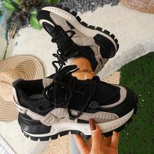 2026新款春季厚底厚底运动鞋，女士轻便软底休闲跑步鞋 - 黑色 - 查看 4