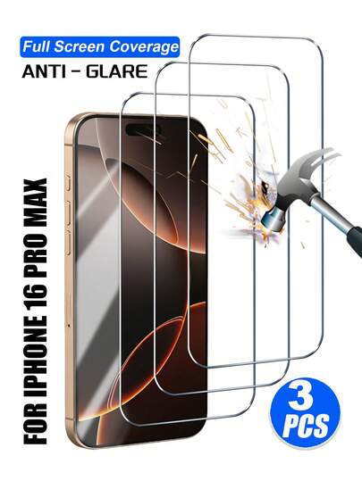 3片/套 适用于的钢化玻璃屏幕保护膜，防刮花，高透光率，高硬度，防碰撞，兼容 7/8/X/XR/11/12/13/14/15/16/17系列