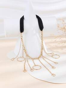 1 pieza Tobillera con cadena de círculo grande y pequeño, estilo minimalista europeo y americano de moda - Plateado - Ver 7