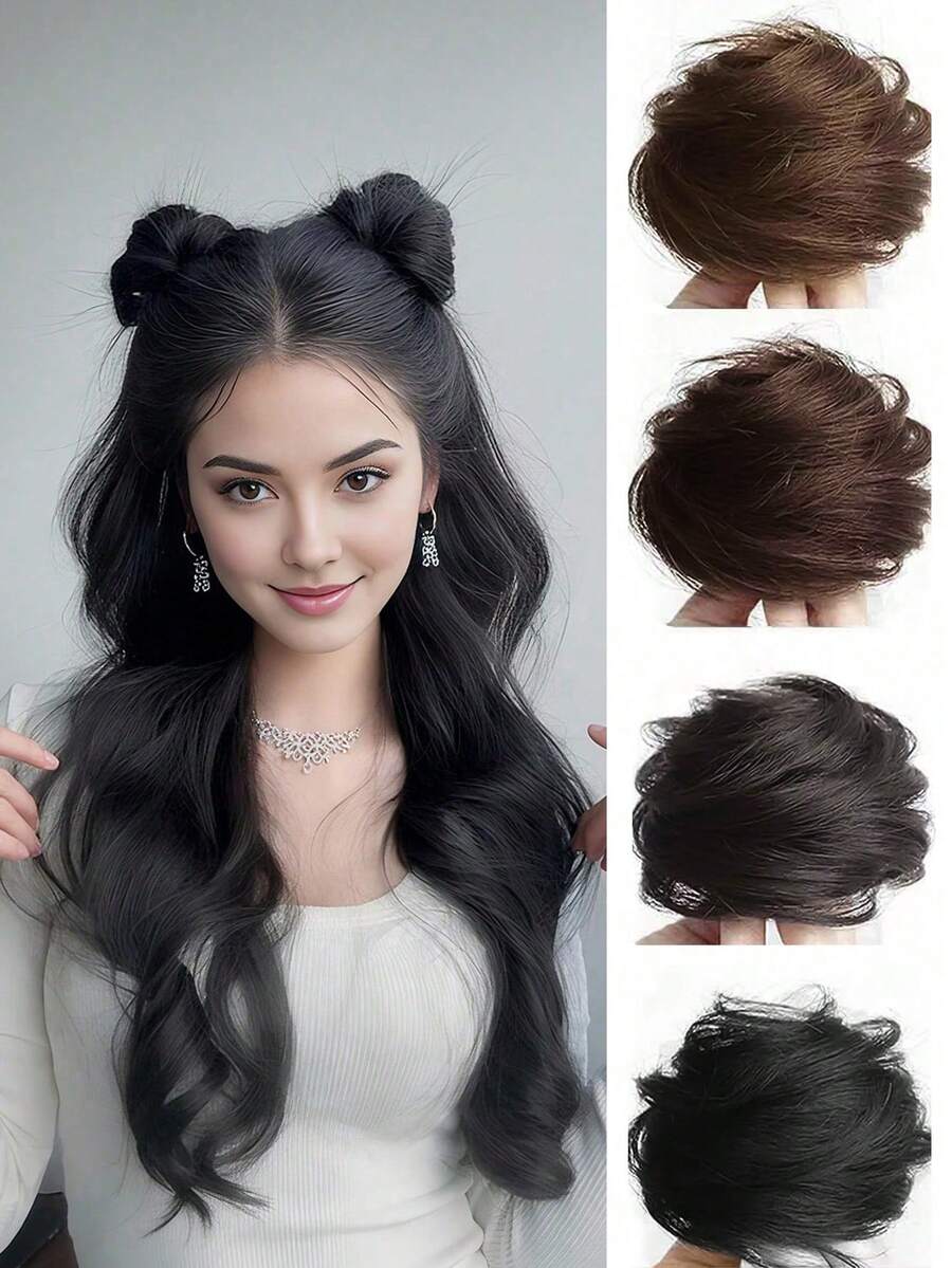 Búi tóc giả dành cho nữ, kẹp tóc kiểu càng cua, được làm từ sợi tổng hợp chịu nhiệt cao, mềm mại và tự nhiên, tạo kiểu búi tóc rối, dây buộc tóc thẳng, kẹp tóc thời trang cho mùa thu, kẹp tóc kiểu càng cua thanh lịch, phù hợp với trang phục mùa đông. Phụ kiện tóc thời trang dành cho nữ, kẹp tóc kiểu càng cua. - Nhiều màu - Xem 1