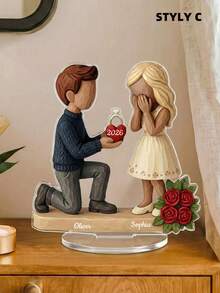 1-2个定制求婚亚克力立牌 - 个性化姓名亚克力装饰品，求婚及婚礼摆件，新订婚情侣纪念品，高品质，色彩缤纷，是家居装饰和婚礼装饰的理想之选 - 多色2 - 查看 8