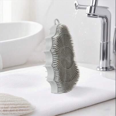 1个硅胶身体磨砂刷，手持式淋浴清洁刷，身体淋浴去角质刷，有效去除淋浴角质并轻柔按摩，浴室家居装饰，男女通用淋浴配件，深度清洁