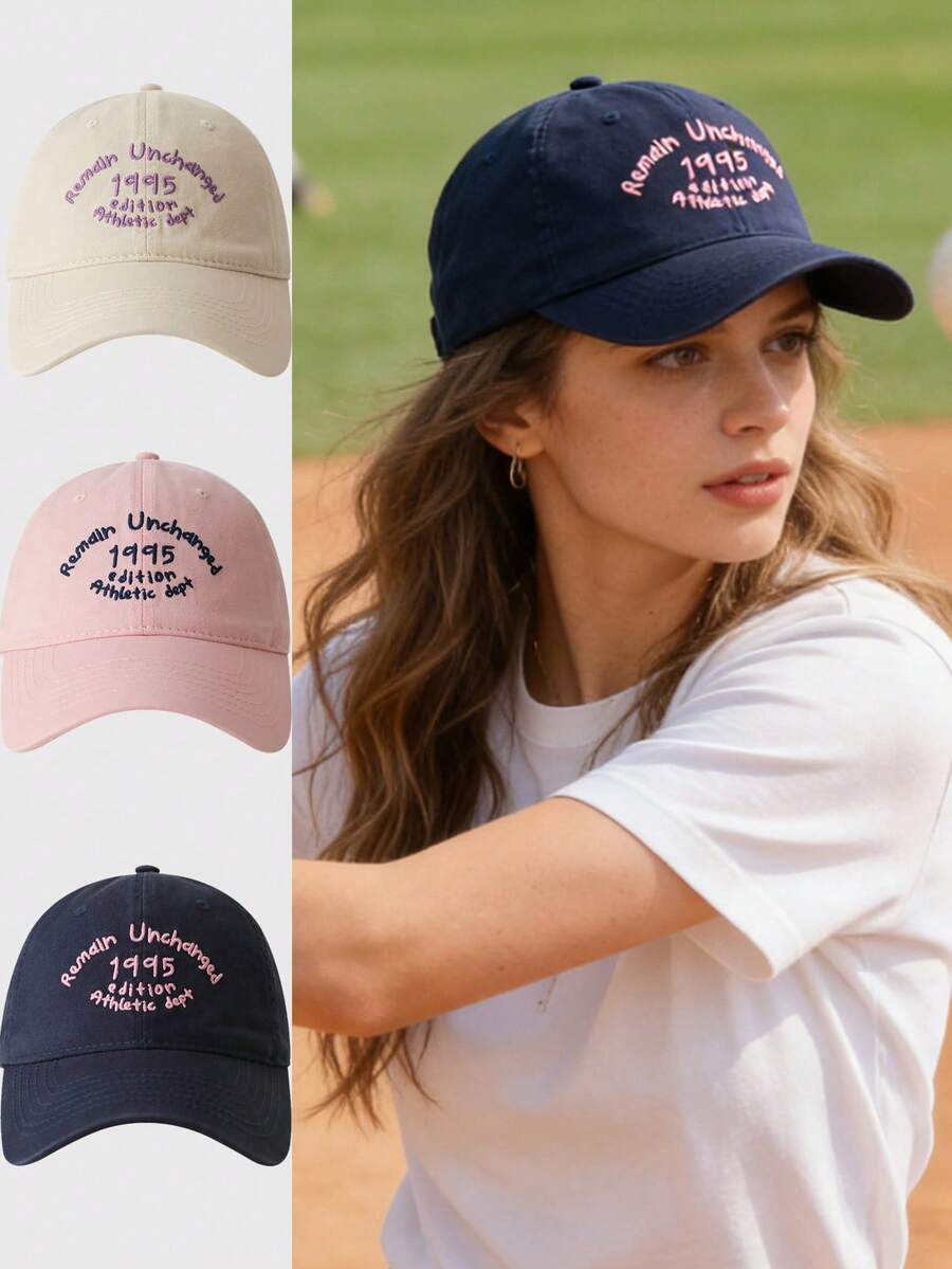 1pc Women's Solid Color Embroidered Letter Summer Baseball Cap - UV Protection, Quick Dry, Suitable For Cycling, Volleyball, Running - A - View 1